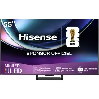 TV Mini LED HISENSE 55U7Q PRO (2025) 55" (139 cm) 4K Ultra HD - Expérience Gaming, 165Hz, anti-reflet