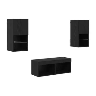 Meuble TV HELLOSHOP26 Lot de 4 meubles TV muraux modernes gain