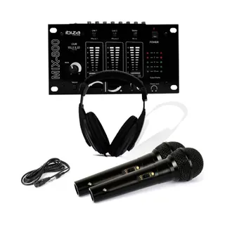Table de mixage IBIZA MIX-800 + 2 micros + Casque DJ Sono