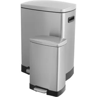 Poubelle de cuisine manuelle ESSENTIELB 50L et 12L à pédale inox