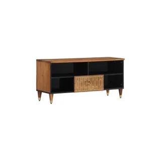 Meuble TV HELLOSHOP26 Meuble TV rétro bois massif 100 x 33 x 4