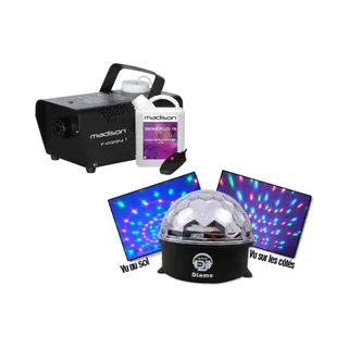 Jeu de lumières MADISON 2 effets ASTROBALL DIAMS+MACHINE FUMEE