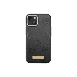 Coque GUESS iPhone 13 PU Peony Metal Plate Noir
