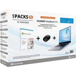 Ordinateur portable HUAWEI Pack Matebook D 15 + Souris + MS365perso Reconditionné