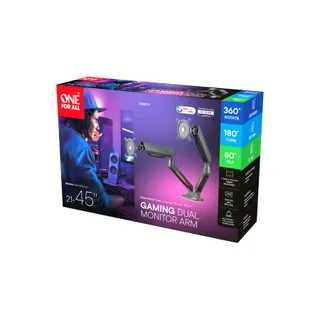 Support écran PC ONE FOR ALL 2 écrans 21/45'' noir RGB inclinable