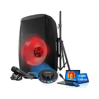 Pack sono GEMINI Enceinte SONO DJ Boomer 15", à LED - 200