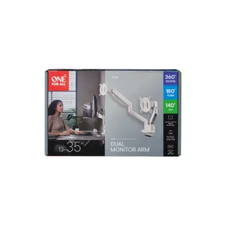 Support écran PC ONE FOR ALL Dual Arm blanc 13-35 pouces Orientable e