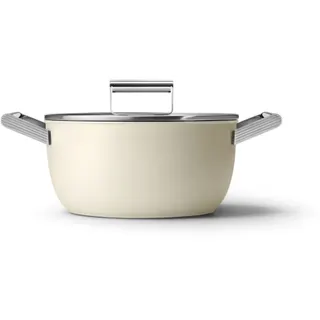 Faitout SMEG 24cm céramique crème avec couvercle
