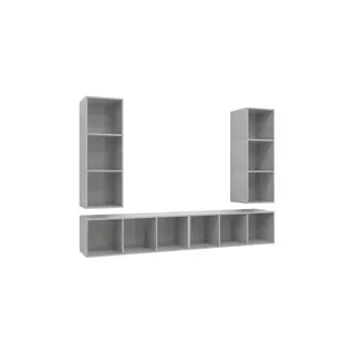 Meuble TV HELLOSHOP26 Lot de 4 meubles TV muraux pratiques ran