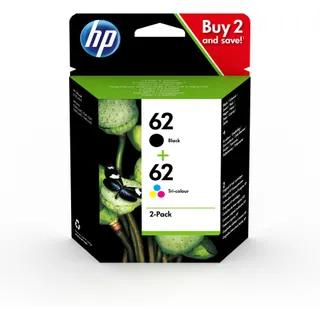 Cartouche d'encre HP Pack de 2 Originales 62 (Noir + 3 Couleurs) - N9K15AE