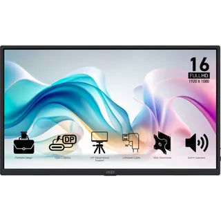 Ecran PC MSI Pro MP165 16" IPS Full HD HDMI 2.1 Support intégré
