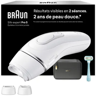 Epilateur lumière pulsée BRAUN IPL PL5234 2 têtes, 1 rasoir Gillette Venus, une pochette