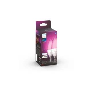 Ampoule LED connectée PHILIPS HUE E14 White&Color Ambiance Flamme pack 2