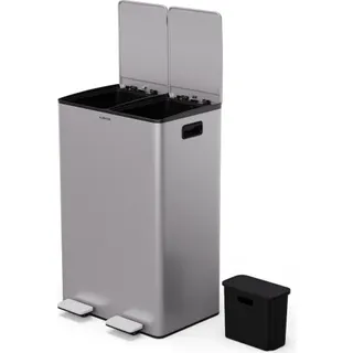 Poubelle de cuisine tri sélectif KLARSTEIN EcoVista 60L 2 bacs et compost 3L Inox