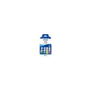 Cartouche d'encre EPSON Pack 4 Bouteilles d'Encre Ecotank 113 (Noir Pigmenté + 3 Couleurs) - C13T06B140
