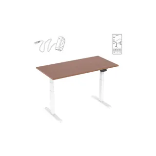 Bureau ergonomique KIMEX Plateau marron 120cm / Pied blanc - Wifi