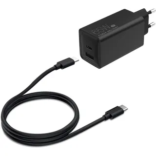 Chargeur ordinateur portable ESSENTIELB 65W USB-A + USB-C + cable USB-C 2M Noir