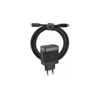 Chargeur ordinateur portable ADEQWAT 65W 2 USB-C + Cable USB-C 2M - Noir