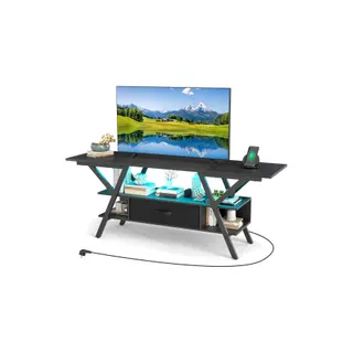 Meuble TV HELLOSHOP26 Meuble TV 140 x 40 x 54 cm avec lumières