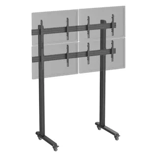 Pied TV KIMEX 4 écrans TV 45"-55", à roulettes, noir
