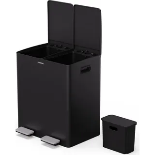 Poubelle de cuisine tri sélectif KLARSTEIN EcoVista 40L 2 bacs et compost 3L Noir