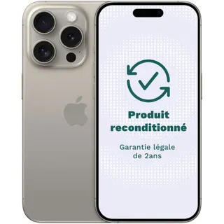 Smartphone APPLE iPhone 15 Pro Titane Naturel 256Go Excellent État avec Batterie Neuve - Reconditionné