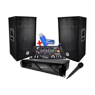 Pack sono BM SONIC Pack Sono ampli+enceintes2x600W+ mix+clé