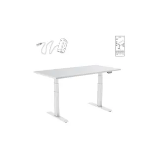 Bureau ergonomique KIMEX Plateau blanc 150cm / Pied blanc - Wifi