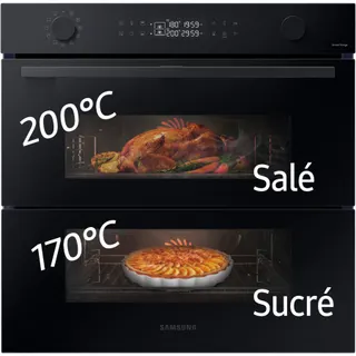 Four encastrable SAMSUNG NV7B45502AK - Pyrolyse - Chaleur tournante pulsée - Double cavité - Porte froide