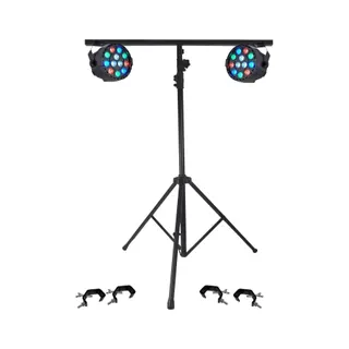 Jeu de lumières IBIZA LED Pack Light 2 PAR MINI RGBW + Portiqu