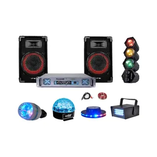 Jeu de lumières MYDEEJAY Pack 5 jeux lumi+paire d'enceintes+ampli