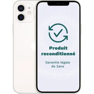 Smartphone APPLE iPhone 12 Blanc 128Go Très Bon État avec Batterie Neuve - Reconditionné