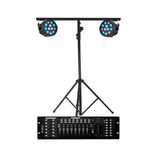 Jeu de lumières IBIZA LED Pack Light 2 PAR MINI RGBW Contrôleu