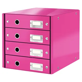 Bloc tiroir LEITZ Bloc de classement WOW 4 tiroirs Rose