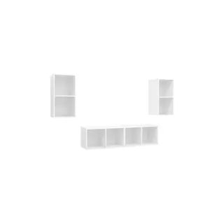 Meuble TV HELLOSHOP26 Lot de 4 meubles TV muraux pratiques ave