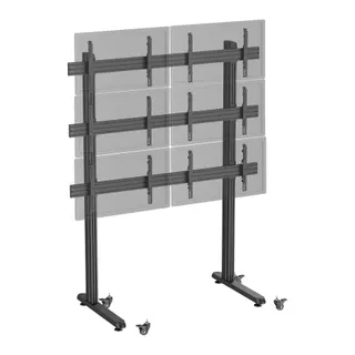 Pied TV KIMEX 6 écrans TV 45"-55", à roulettes, noir