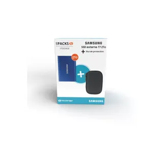 Disque SSD externe SAMSUNG Pack T7 2To bleu + Etui
