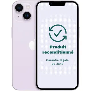 Smartphone APPLE iPhone 145G 128Go  Mauve Excellent État avec Batterie Neuve - Reconditionné