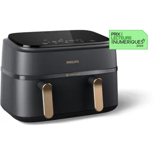Airfryer PHILIPS NA352/00 Friteuse sans huile double panier Noir/Doré, Série 3000 9L (3+6L)