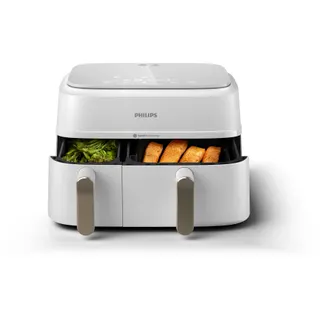 Airfryer PHILIPS NA353/10 friteuse sans huile double panier Blanc/Doré, Série 3000 9L (3+6L)