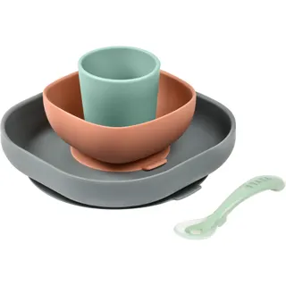 Coffret repas BEABA silicone 4 pieces mineral