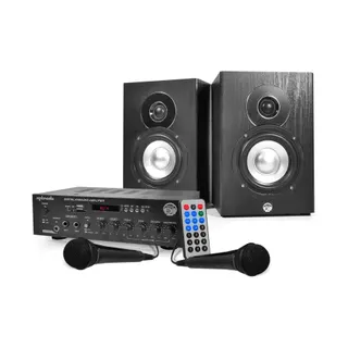 Karaoké MYDEEJAY Ampli 2x75W+2Enceintes HiFi 5"+2Mic+Tél