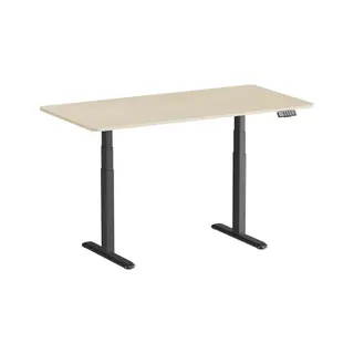 Bureau ergonomique KIMEX Plateau bois natur 150x75cm Bords ronds