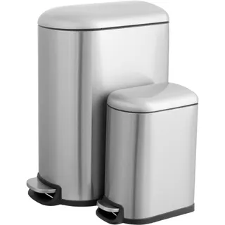 Poubelle de cuisine manuelle ESSENTIELB 40L et 10L à pédale inox