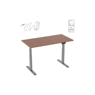Bureau ergonomique KIMEX Plateau marron 150cm / Pied gris - Wifi
