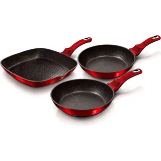 Batterie de cuisine BERLINGER HAUS Burgundy Set 2 Poêles, 1 Grill Induction