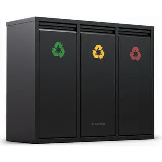 Poubelle de cuisine tri sélectif KLARSTEIN Ordnungshüter 45L 3 bacs murale Noir