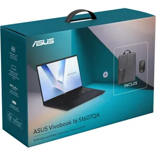 Ordinateur portable ASUS S1607QA BLEU 16 pouces Snapdragon X 8 Go RAM LPDDR5x SSD 256 Go sac de transport et souris inclus