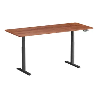 Bureau ergonomique KIMEX Plateau noyer 180x75cm Bords ronds