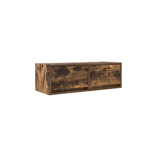 Meuble TV HELLOSHOP26 Meuble TV mural chêne fumé rangement gra